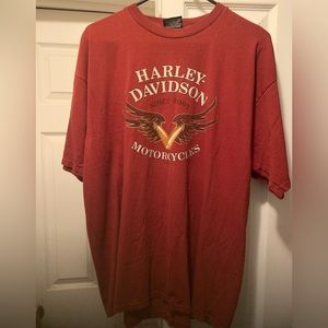 Vintage 90s/ 00s Harley Davidson T-shirt, brick red, color background,Y2K